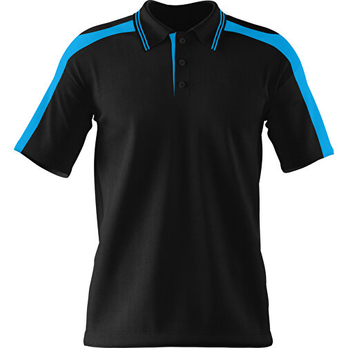 Poloshirt Individuell Gestaltbar , schwarz / himmelblau, 200gsm Poly / Cotton Pique, L, 73,50cm x 54,00cm (Höhe x Breite), Bild 1
