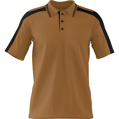 Poloshirt Individuell Gestaltbar , erdbraun / schwarz, 200gsm Poly / Cotton Pique, XS, 60,00cm x 40,00cm (Höhe x Breite), Bild 1