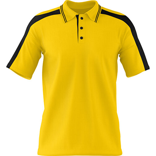 Poloshirt Individuell Gestaltbar , goldgelb / schwarz, 200gsm Poly / Cotton Pique, XS, 60,00cm x 40,00cm (Höhe x Breite), Bild 1