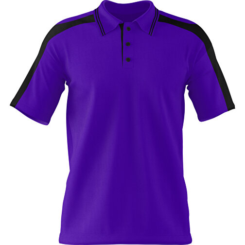 Poloshirt Individuell Gestaltbar , violet / schwarz, 200gsm Poly / Cotton Pique, XL, 76,00cm x 59,00cm (Höhe x Breite), Bild 1