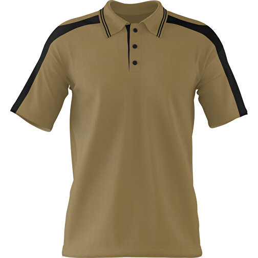 Poloshirt Individuell Gestaltbar , gold / schwarz, 200gsm Poly / Cotton Pique, S, 65,00cm x 45,00cm (Höhe x Breite), Bild 1