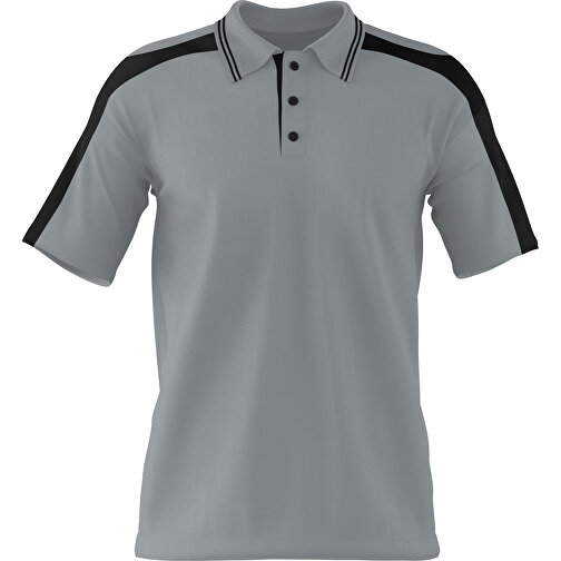Poloshirt Individuell Gestaltbar , silber / schwarz, 200gsm Poly / Cotton Pique, L, 73,50cm x 54,00cm (Höhe x Breite), Bild 1