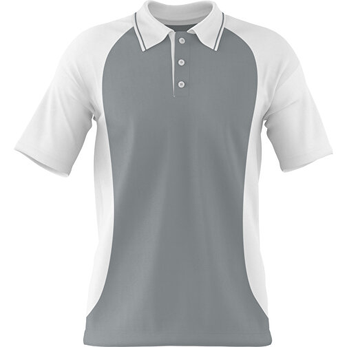 Poloshirt Individuell Gestaltbar , silber / weiß, 200gsm Poly/Cotton Pique, XL, 76,00cm x 59,00cm (Höhe x Breite), Bild 1