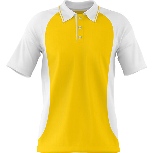 Poloshirt Individuell Gestaltbar , goldgelb / weiß, 200gsm Poly/Cotton Pique, XL, 76,00cm x 59,00cm (Höhe x Breite), Bild 1