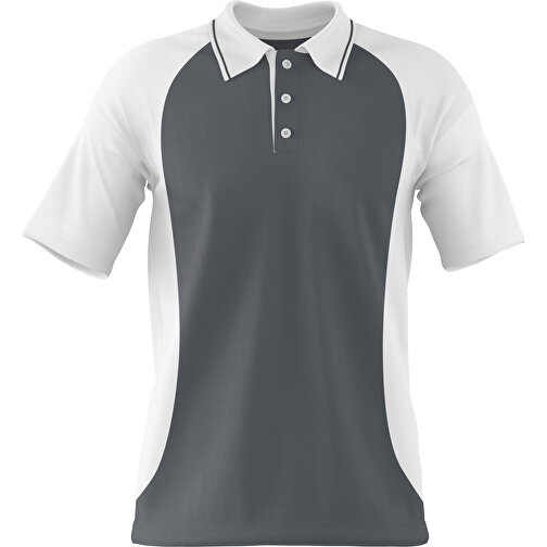 Poloshirt Individuell Gestaltbar , dunkelgrau / weiß, 200gsm Poly/Cotton Pique, S, 65,00cm x 45,00cm (Höhe x Breite), Bild 1