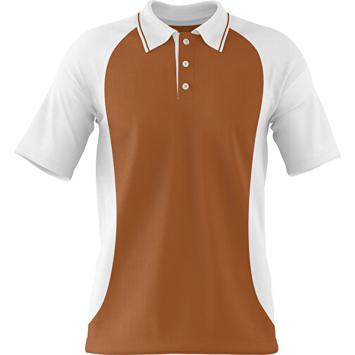 Poloshirt Individuell Gestaltbar , braun / weiß, 200gsm Poly/Cotton Pique, S, 65,00cm x 45,00cm (Höhe x Breite), Bild 1