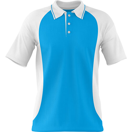 Poloshirt Individuell Gestaltbar , himmelblau / weiß, 200gsm Poly/Cotton Pique, S, 65,00cm x 45,00cm (Höhe x Breite), Bild 1