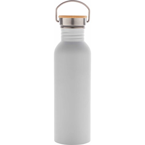Moderne Stainless-Steel Flasche Mit Bambusdeckel, Weiss , weiss, Edelstahl, 7,10cm x 24,00cm (Länge x Höhe), Bild 2