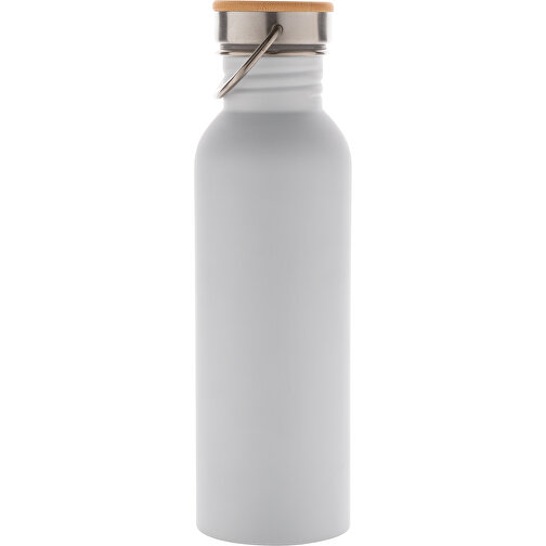 Moderne Stainless-Steel Flasche Mit Bambusdeckel, Weiß , weiß, Edelstahl, 7,10cm x 24,00cm (Länge x Höhe), Bild 3