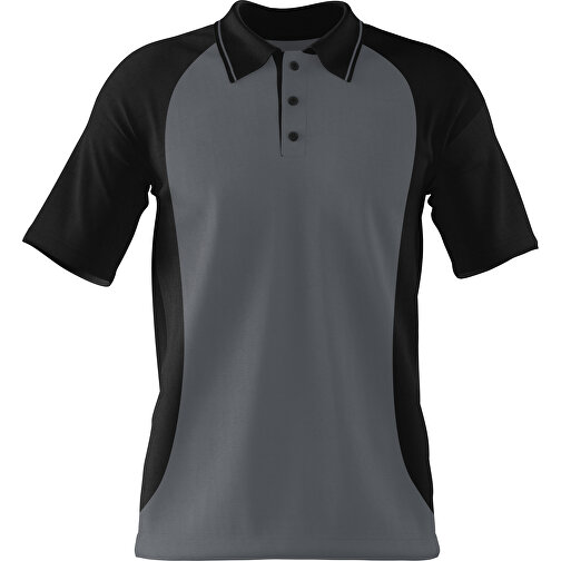 Poloshirt Individuell Gestaltbar , dunkelgrau / schwarz, 200gsm Poly/Cotton Pique, XS, 60,00cm x 40,00cm (Höhe x Breite), Bild 1
