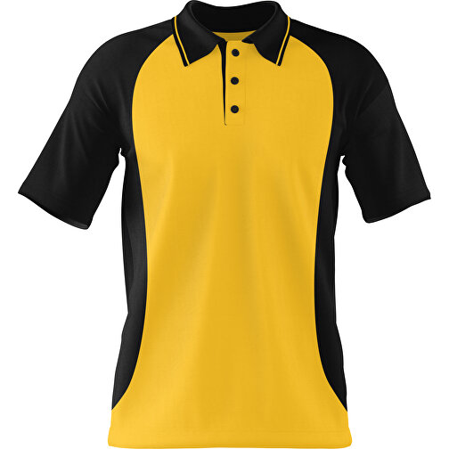 Poloshirt Individuell Gestaltbar , sonnengelb / schwarz, 200gsm Poly/Cotton Pique, XL, 76,00cm x 59,00cm (Höhe x Breite), Bild 1