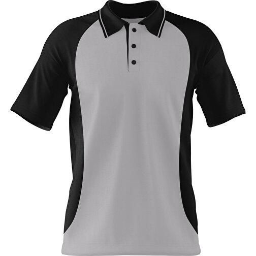 Poloshirt Individuell Gestaltbar , hellgrau / schwarz, 200gsm Poly/Cotton Pique, S, 65,00cm x 45,00cm (Höhe x Breite), Bild 1