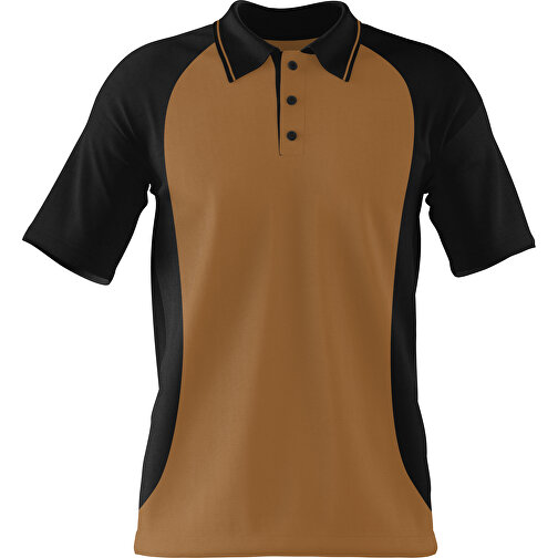 Poloshirt Individuell Gestaltbar , erdbraun / schwarz, 200gsm Poly/Cotton Pique, S, 65,00cm x 45,00cm (Höhe x Breite), Bild 1