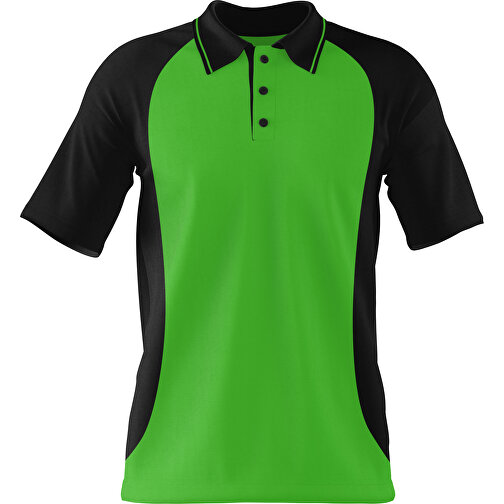 Poloshirt Individuell Gestaltbar , grasgrün / schwarz, 200gsm Poly/Cotton Pique, S, 65,00cm x 45,00cm (Höhe x Breite), Bild 1