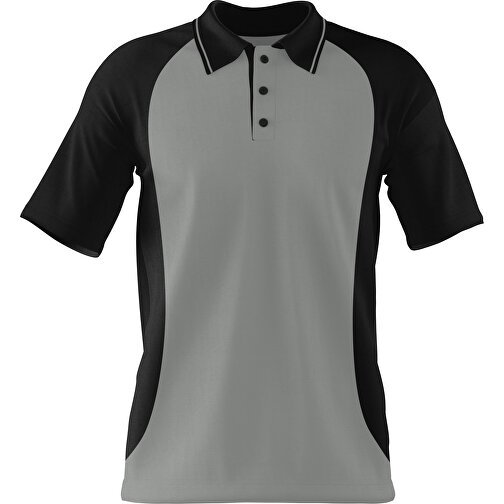 Poloshirt Individuell Gestaltbar , grau / schwarz, 200gsm Poly/Cotton Pique, L, 73,50cm x 54,00cm (Höhe x Breite), Bild 1