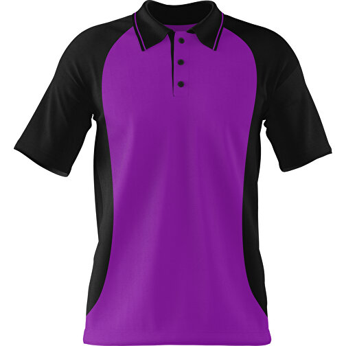 Poloshirt Individuell Gestaltbar , dunkelmagenta / schwarz, 200gsm Poly/Cotton Pique, L, 73,50cm x 54,00cm (Höhe x Breite), Bild 1