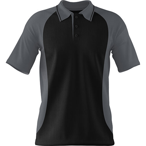 Poloshirt Individuell Gestaltbar , schwarz / dunkelgrau, 200gsm Poly/Cotton Pique, XS, 60,00cm x 40,00cm (Höhe x Breite), Bild 1