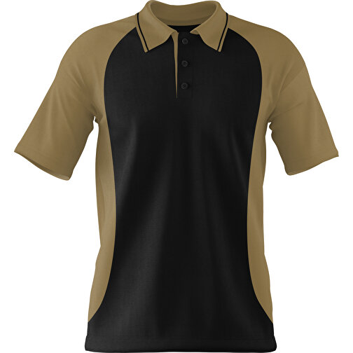 Poloshirt Individuell Gestaltbar , schwarz / gold, 200gsm Poly/Cotton Pique, XS, 60,00cm x 40,00cm (Höhe x Breite), Bild 1