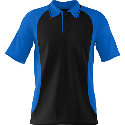 Poloshirt Individuell Gestaltbar , schwarz / kobaltblau, 200gsm Poly/Cotton Pique, XS, 60,00cm x 40,00cm (Höhe x Breite), Bild 1