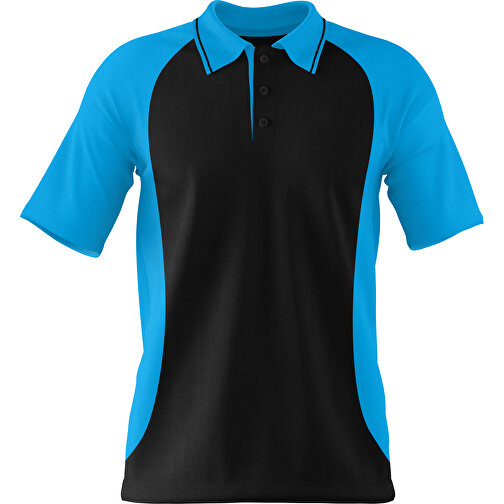 Poloshirt Individuell Gestaltbar , schwarz / himmelblau, 200gsm Poly/Cotton Pique, XS, 60,00cm x 40,00cm (Höhe x Breite), Bild 1