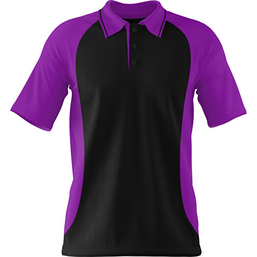 Poloshirt Individuell Gestaltbar , schwarz / dunkelmagenta, 200gsm Poly/Cotton Pique, XS, 60,00cm x 40,00cm (Höhe x Breite), Bild 1