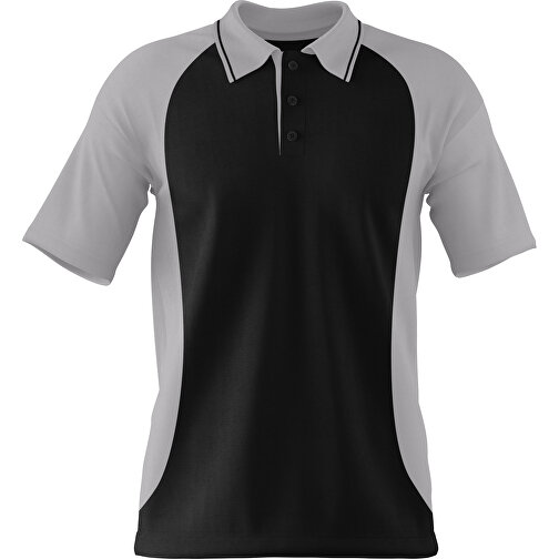 Poloshirt Individuell Gestaltbar , schwarz / hellgrau, 200gsm Poly/Cotton Pique, XL, 76,00cm x 59,00cm (Höhe x Breite), Bild 1