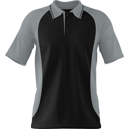 Poloshirt Individuell Gestaltbar , schwarz / silber, 200gsm Poly/Cotton Pique, XL, 76,00cm x 59,00cm (Höhe x Breite), Bild 1