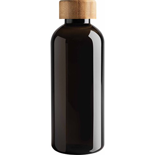 GRS RPET Flasche Mit Bambus-Deckel, Schwarz , schwarz, PET - recycelt, 7,40cm x 20,60cm (Länge x Höhe), Bild 2