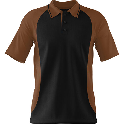 Poloshirt Individuell Gestaltbar , schwarz / dunkelbraun, 200gsm Poly/Cotton Pique, XL, 76,00cm x 59,00cm (Höhe x Breite), Bild 1