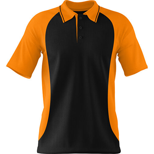 Poloshirt Individuell Gestaltbar , schwarz / gelborange, 200gsm Poly/Cotton Pique, XL, 76,00cm x 59,00cm (Höhe x Breite), Bild 1