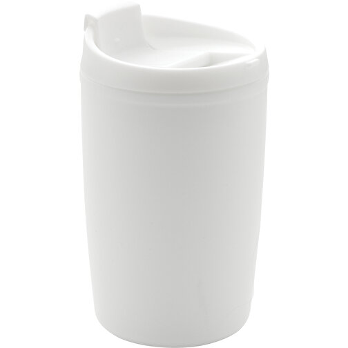 GRS Recycelter PP-Becher Mit Flip-Deckel, Weiß , weiß, Polypropylen - recycelt, 8,50cm x 13,90cm (Länge x Höhe), Bild 1