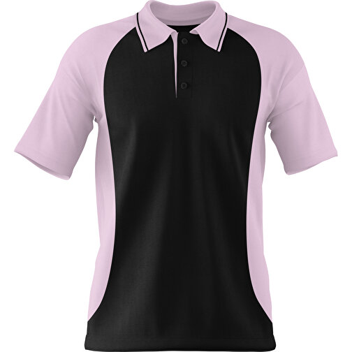 Poloshirt Individuell Gestaltbar , schwarz / zartrosa, 200gsm Poly/Cotton Pique, S, 65,00cm x 45,00cm (Höhe x Breite), Bild 1