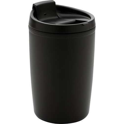 GRS Recycelter PP-Becher Mit Flip-Deckel, Schwarz , schwarz, Polypropylen - recycelt, 8,50cm x 13,90cm (Länge x Höhe), Bild 1