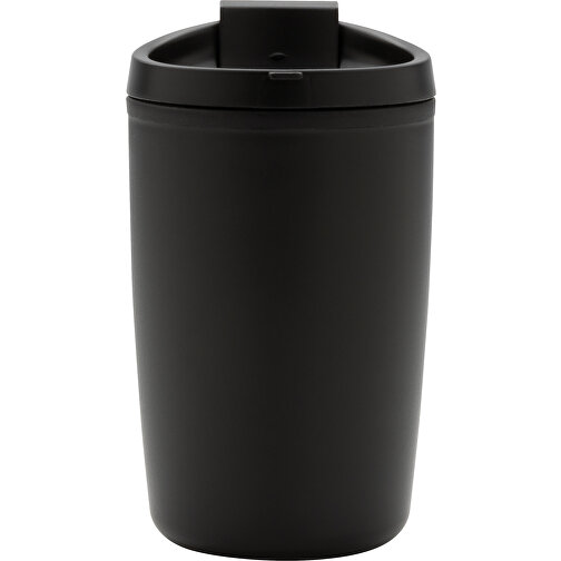GRS Recycelter PP-Becher Mit Flip-Deckel, Schwarz , schwarz, Polypropylen - recycelt, 8,50cm x 13,90cm (Länge x Höhe), Bild 2