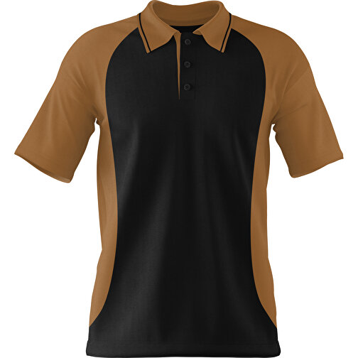 Poloshirt Individuell Gestaltbar , schwarz / erdbraun, 200gsm Poly/Cotton Pique, S, 65,00cm x 45,00cm (Höhe x Breite), Bild 1