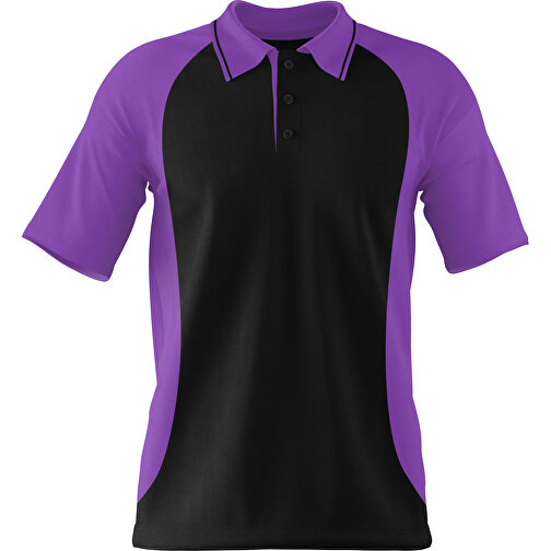 Poloshirt Individuell Gestaltbar , schwarz / lavendellila, 200gsm Poly/Cotton Pique, S, 65,00cm x 45,00cm (Höhe x Breite), Bild 1