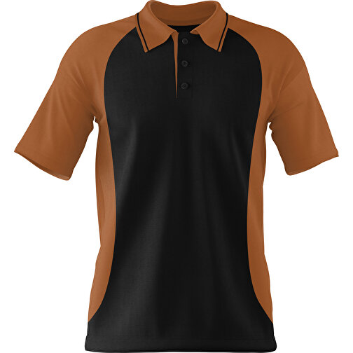 Poloshirt Individuell Gestaltbar , schwarz / braun, 200gsm Poly/Cotton Pique, 3XL, 81,00cm x 66,00cm (Höhe x Breite), Bild 1