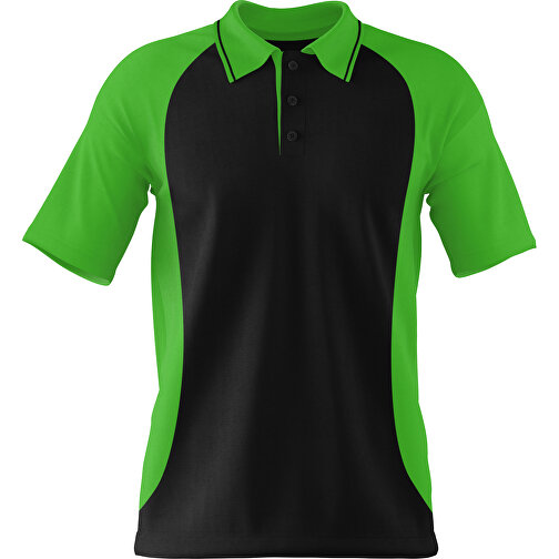 Poloshirt Individuell Gestaltbar , schwarz / grasgrün, 200gsm Poly/Cotton Pique, 2XL, 79,00cm x 63,00cm (Höhe x Breite), Bild 1