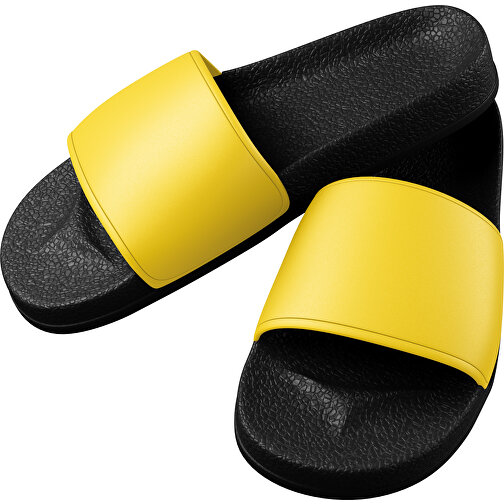 Badelatschen Unisex Individuell Gestaltbar , schwarz / gelb, PVC, , Bild 1