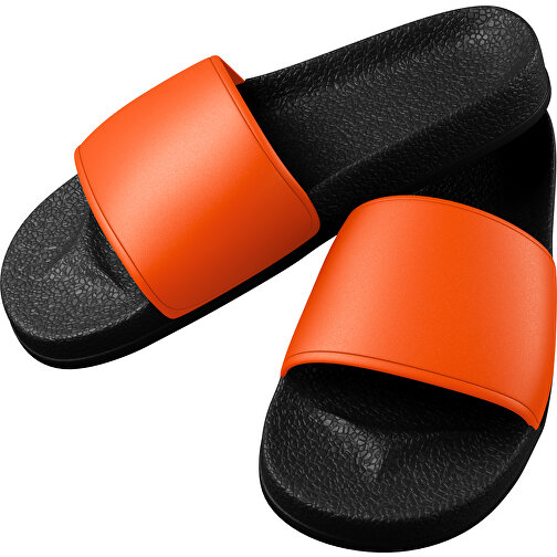 Badelatschen Unisex Individuell Gestaltbar , schwarz / orange, PVC, , Bild 1