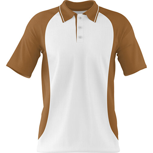 Poloshirt Individuell Gestaltbar , weiss / erdbraun, 200gsm Poly/Cotton Pique, XS, 60,00cm x 40,00cm (Höhe x Breite), Bild 1