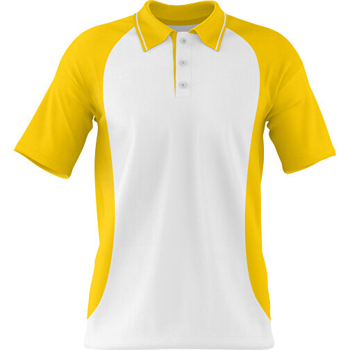 Poloshirt Individuell Gestaltbar , weiß / goldgelb, 200gsm Poly/Cotton Pique, XS, 60,00cm x 40,00cm (Höhe x Breite), Bild 1