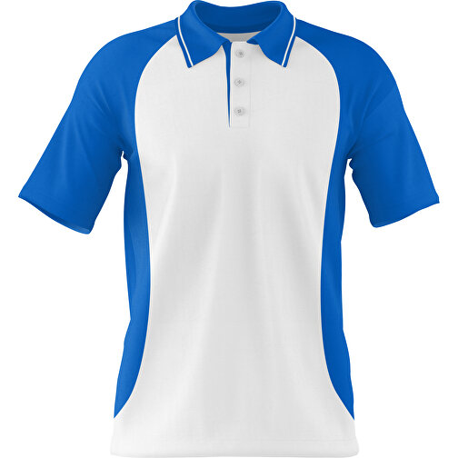 Poloshirt Individuell Gestaltbar , weiß / kobaltblau, 200gsm Poly/Cotton Pique, XL, 76,00cm x 59,00cm (Höhe x Breite), Bild 1
