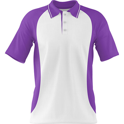 Poloshirt Individuell Gestaltbar , weiß / lavendellila, 200gsm Poly/Cotton Pique, XL, 76,00cm x 59,00cm (Höhe x Breite), Bild 1