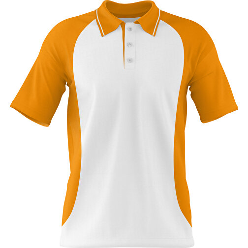 Poloshirt Individuell Gestaltbar , weiß / kürbisorange, 200gsm Poly/Cotton Pique, XL, 76,00cm x 59,00cm (Höhe x Breite), Bild 1