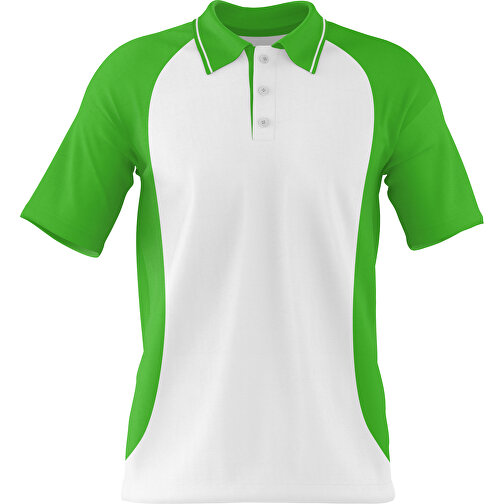 Poloshirt Individuell Gestaltbar , weiss / grasgrün, 200gsm Poly/Cotton Pique, 3XL, 81,00cm x 66,00cm (Höhe x Breite), Bild 1