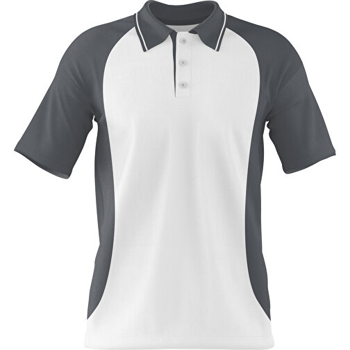 Poloshirt Individuell Gestaltbar , weiß / dunkelgrau, 200gsm Poly/Cotton Pique, 3XL, 81,00cm x 66,00cm (Höhe x Breite), Bild 1