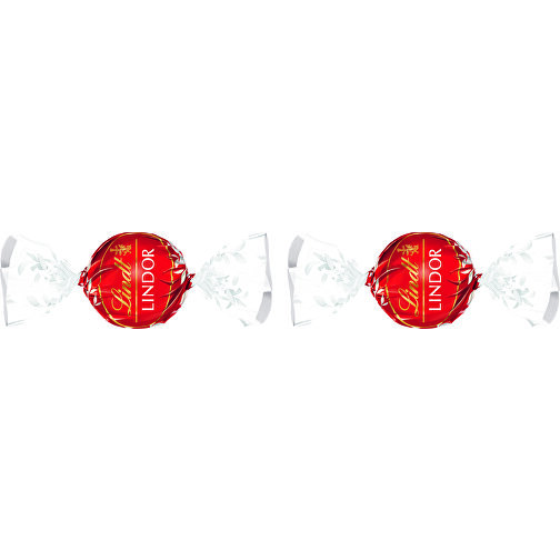 Werbeprisma Werbeverpackung Lindt Lindor Kugel Rot, Milch , Werbeverpackung aus weißem Karton, 5,00cm x 5,00cm x 15,56cm (Länge x Höhe x Breite), Bild 2