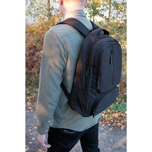 Rucksack AMSTERDAM , schwarz, 300D Rip-Stop Polyester, 30,00cm x 43,00cm x 15,50cm (Länge x Höhe x Breite), Bild 17