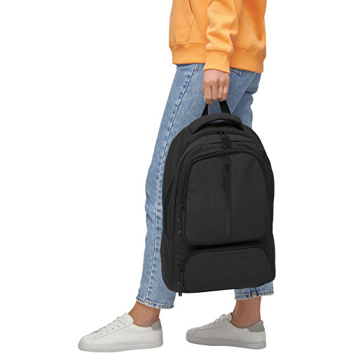 Rucksack AMSTERDAM , schwarz, 300D Rip-Stop Polyester, 30,00cm x 43,00cm x 15,50cm (Länge x Höhe x Breite), Bild 9